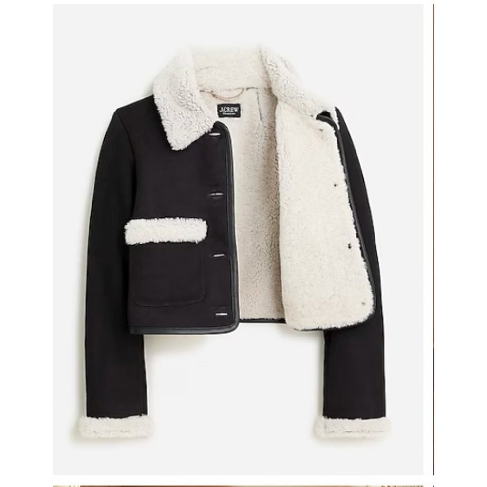 J.Crew $950 Collection Limited Edition Cropped Shearling Jacket Size S BV677 - Picture 2 of 12